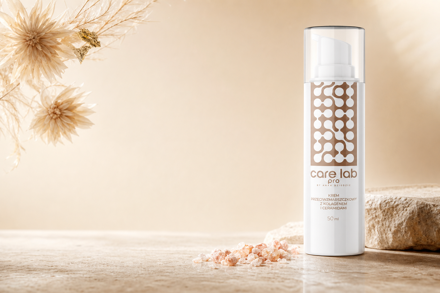 CareLab PRO Krem Przeciwzmarszczkowy — premium beż z pampas grass i solą morską