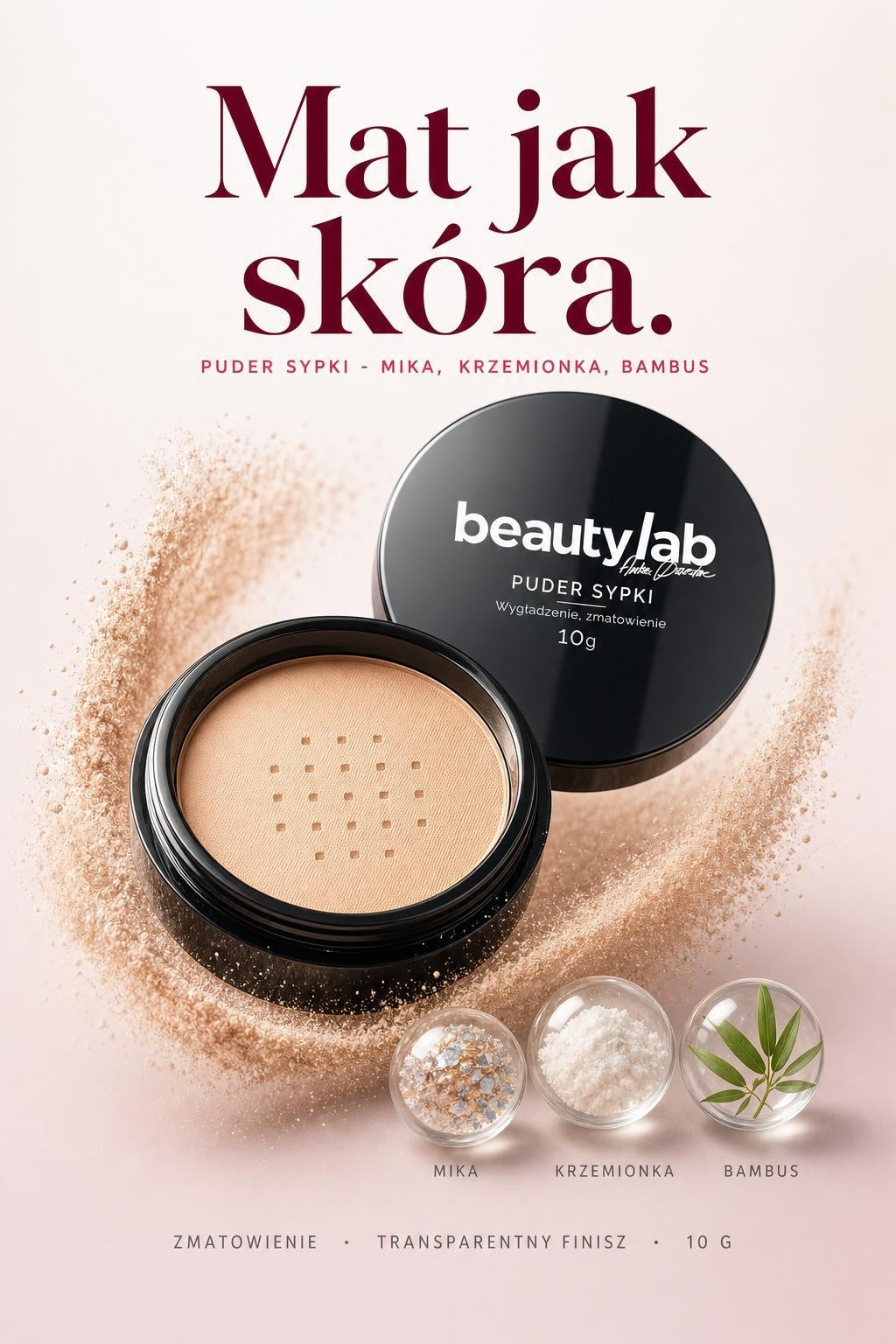 BeautyLab Puder Sypki — mat jak skóra: mika, krzemionka, bambus