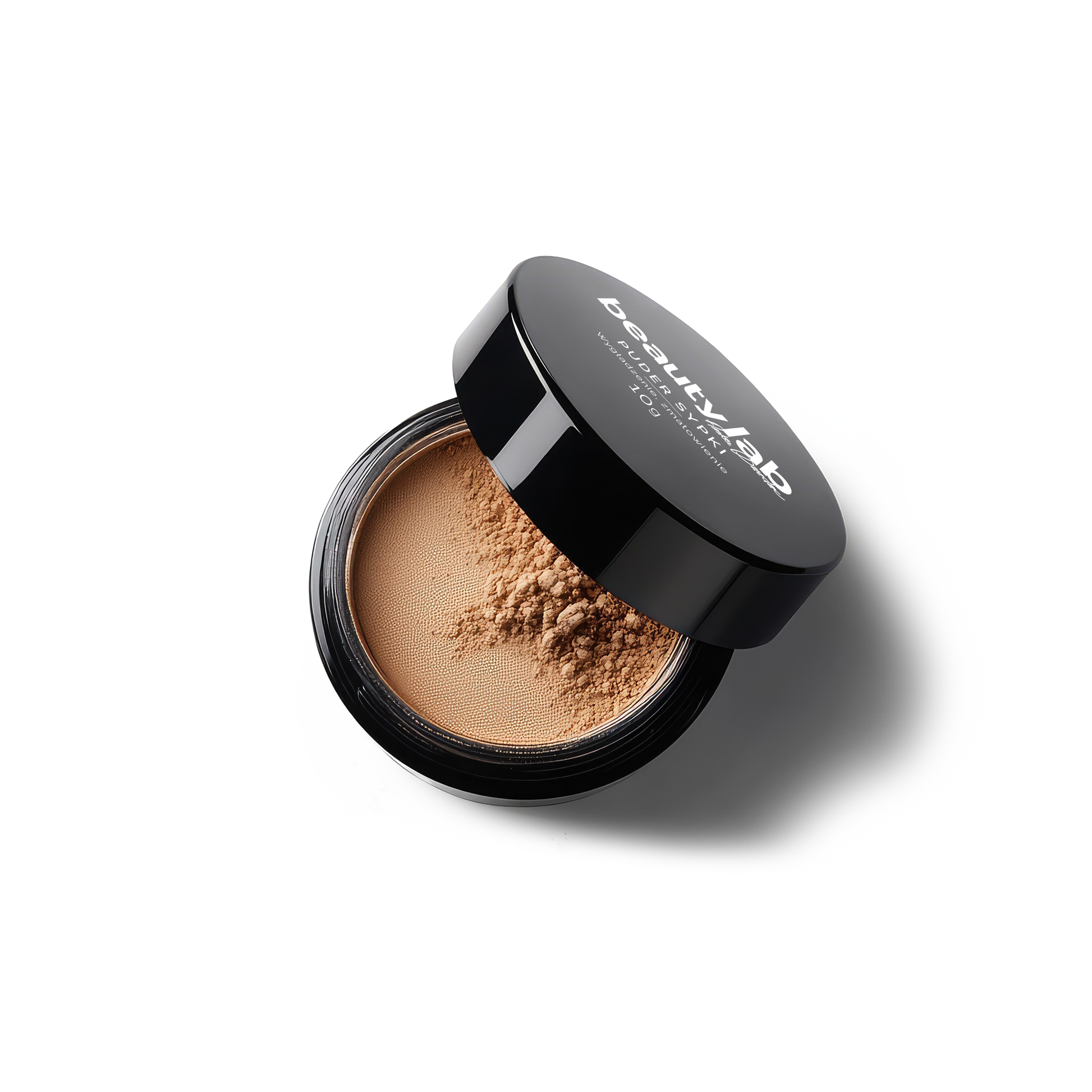 BeautyLab Puder Sypki — packshot, puder sypki z bliska