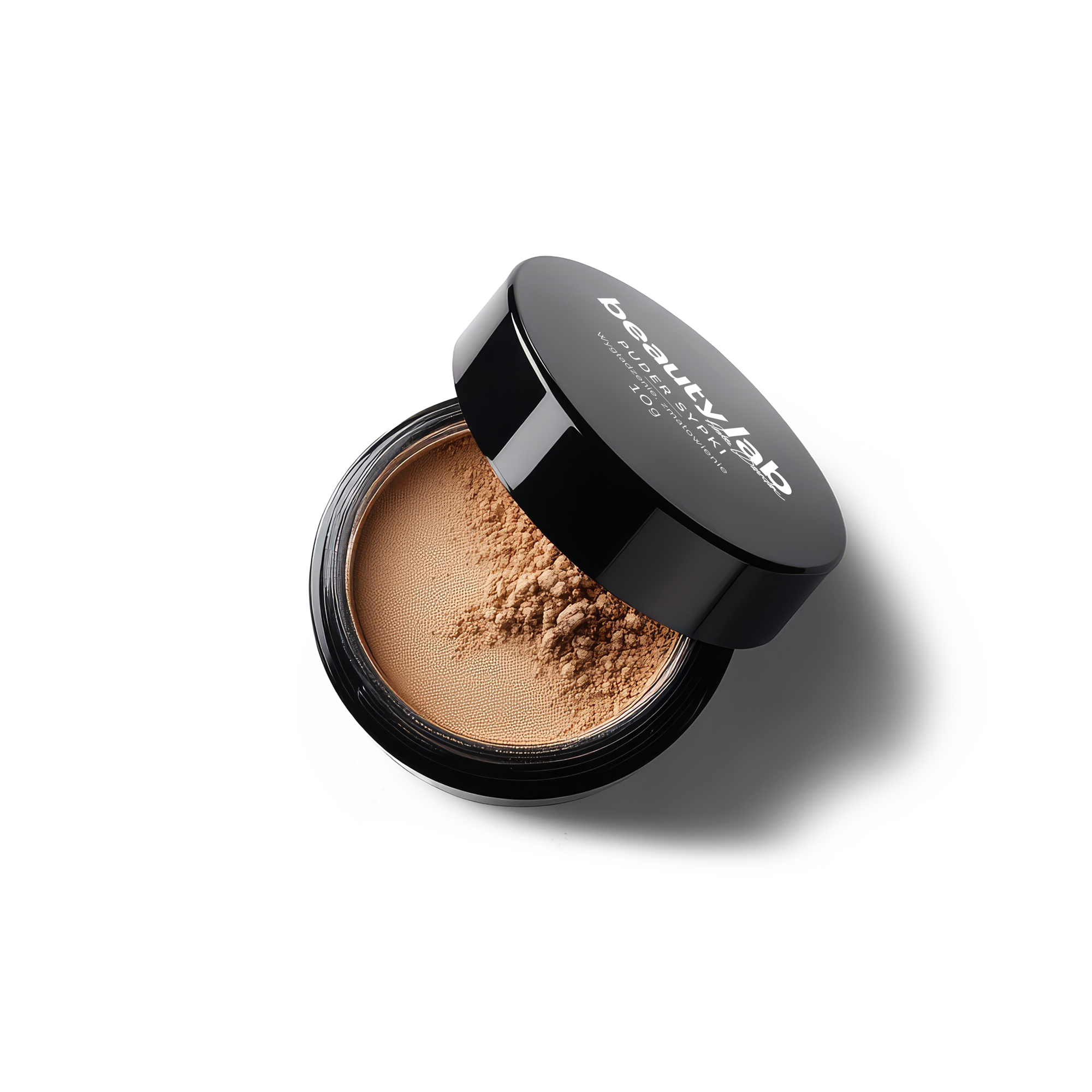 BeautyLab Puder Sypki — packshot, puder sypki z bliska