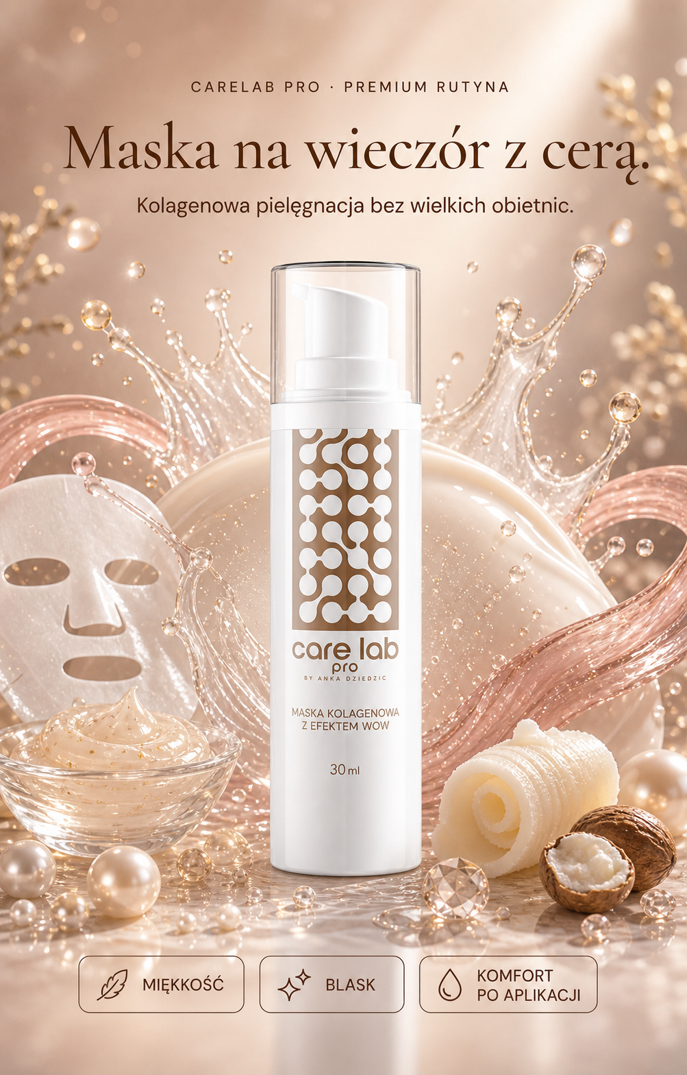 CareLab PRO Maska Kolagenowa z Efektem WOW - grafika hero PDP